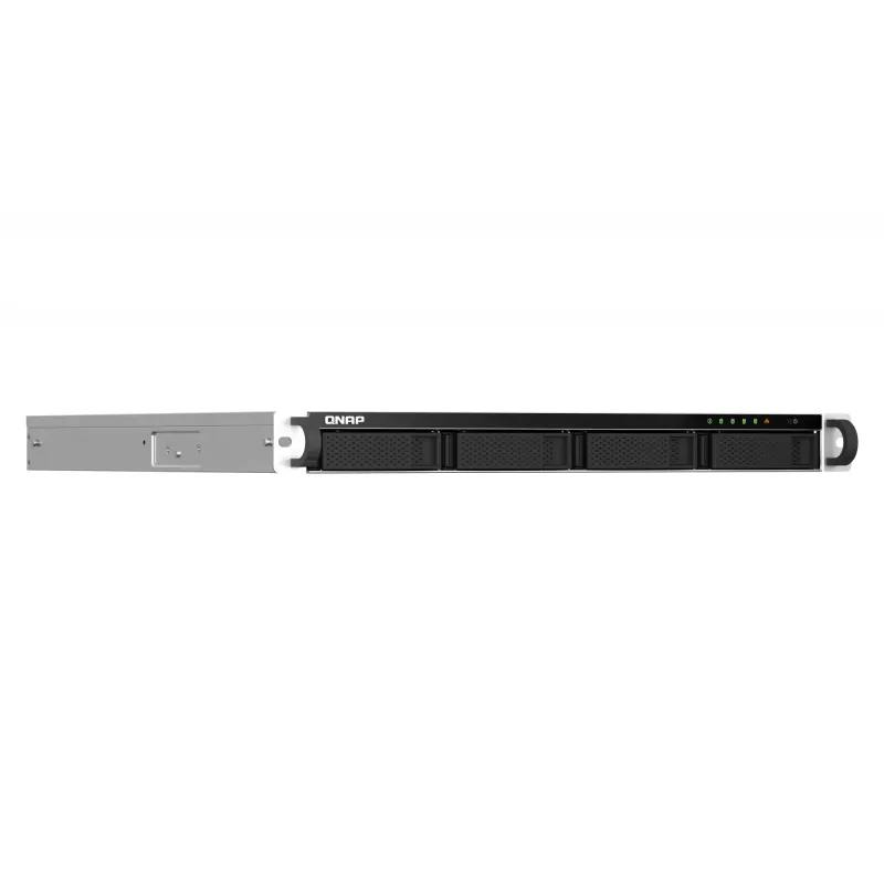 QNAP TS-464U-RP NAS Rack (1U) Intel® Celeron® N5095 8 GB DDR4 0 TB QNAP Turbo System Aluminium, Schwarz