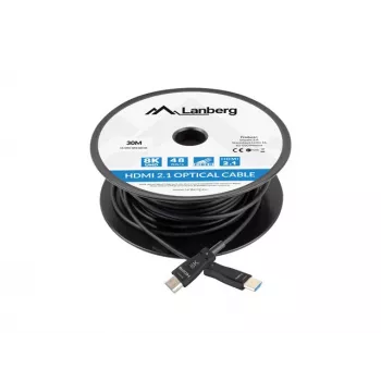 LANBERG HDMI-Kabel - M/m V2.1 Optical AOC - 30m Schwarz