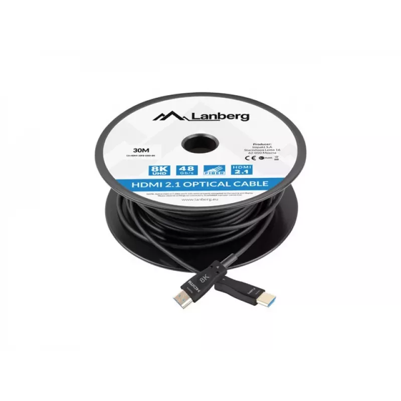 LANBERG HDMI-Kabel - M/m V2.1 Optical AOC - 30m Schwarz