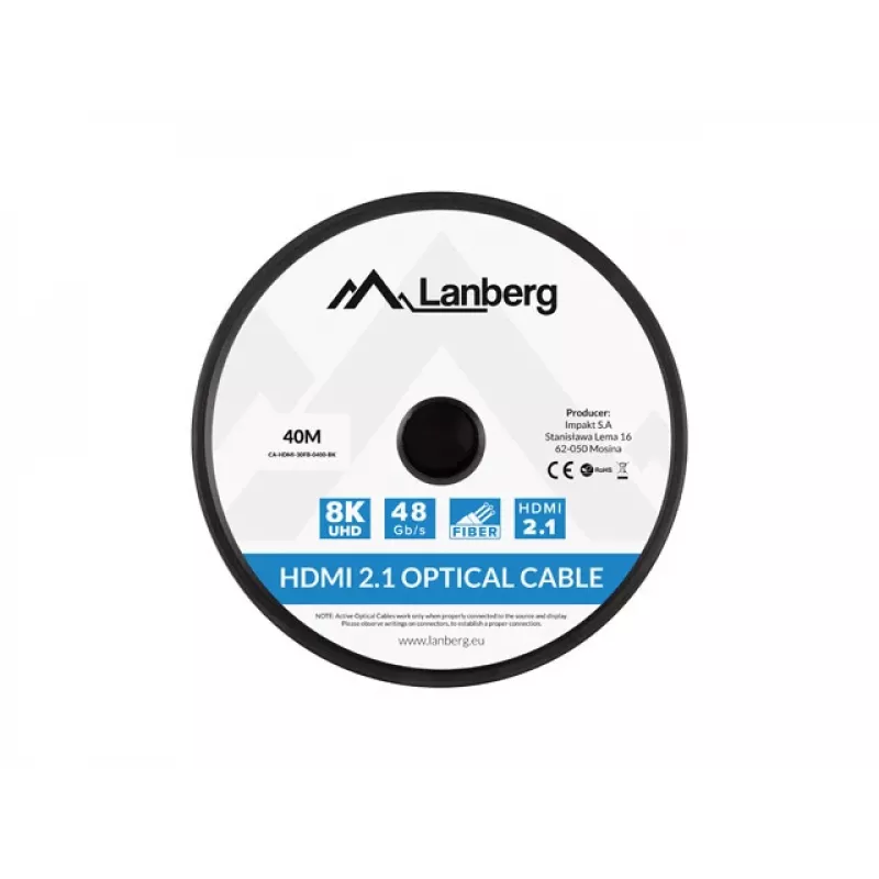 LANBERG HDMI-Kabel - Stecker/Stecker v2.1 Optical AOC - 40m Schwarz