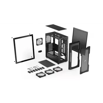PC-Gehäuse ENDORFY Regnum 400 ARGB Tower Black — ATX, gehärtetes Glas, ARGB, 3x120mm vorne, 1x120mm hinten, unterstützt GPU 37 cm