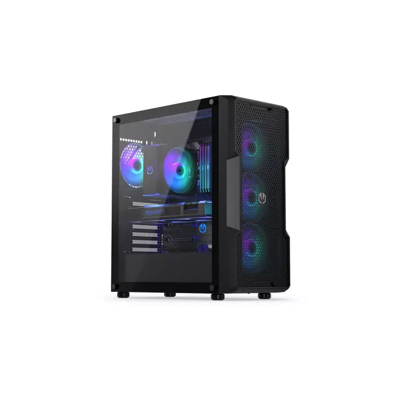 PC-Gehäuse ENDORFY Regnum 400 ARGB Tower Black — ATX, gehärtetes Glas, ARGB, 3x120mm vorne, 1x120mm hinten, unterstützt GPU 37 cm