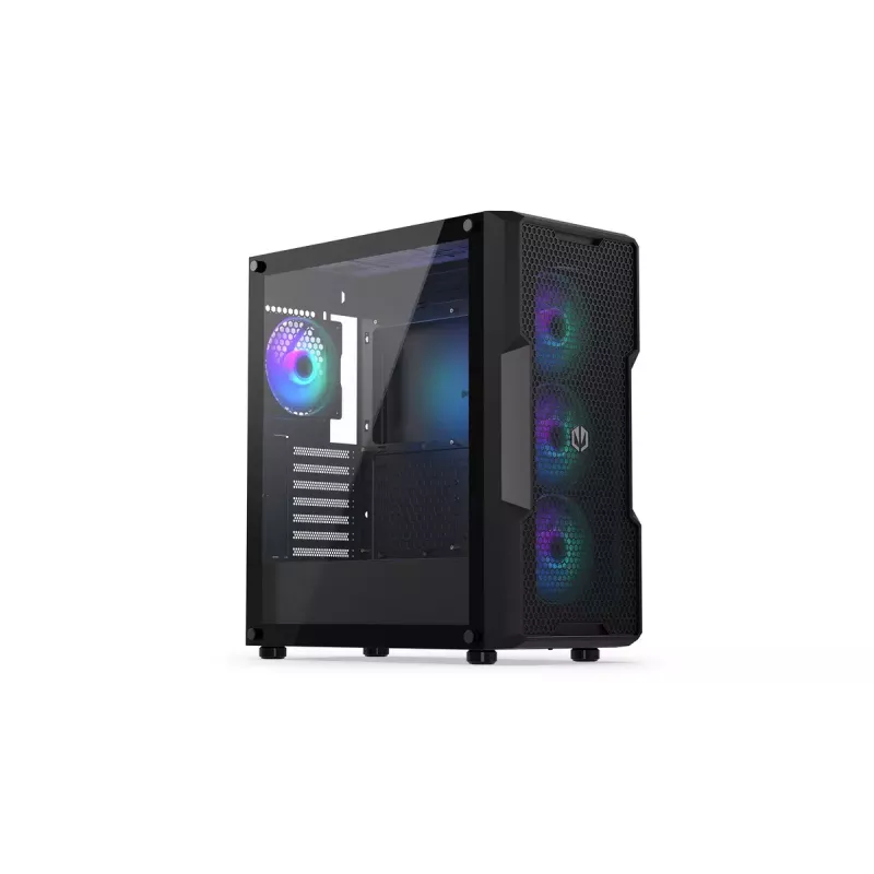 PC-Gehäuse ENDORFY Regnum 400 ARGB Tower Black — ATX, gehärtetes Glas, ARGB, 3x120mm vorne, 1x120mm hinten, unterstützt GPU 37 cm