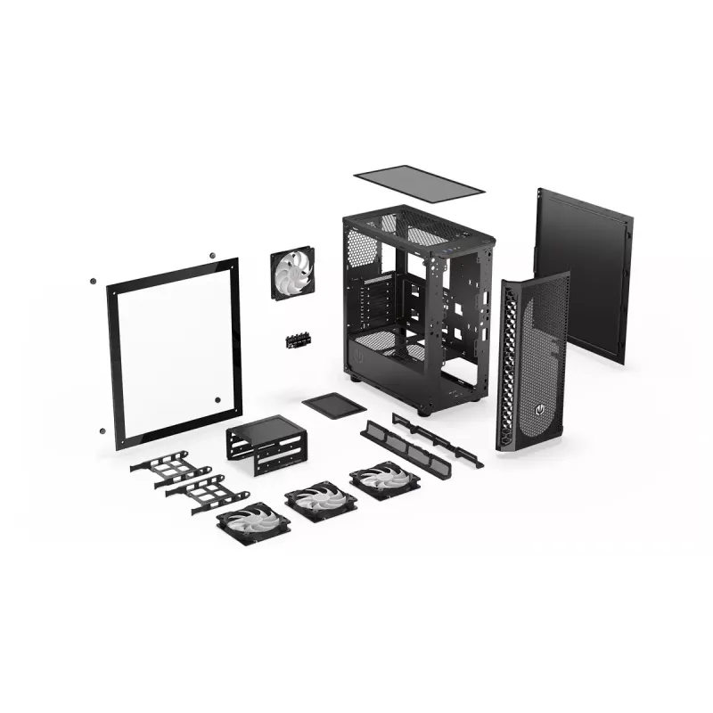 PC-Gehäuse ENDORFY Signum 300 ARGB Tower Schwarz — ATX, gehärtetes Glas, ARGB-Beleuchtung, unterstützt GPU 350 mm, CPU-Kühler-Höhe 161 mm