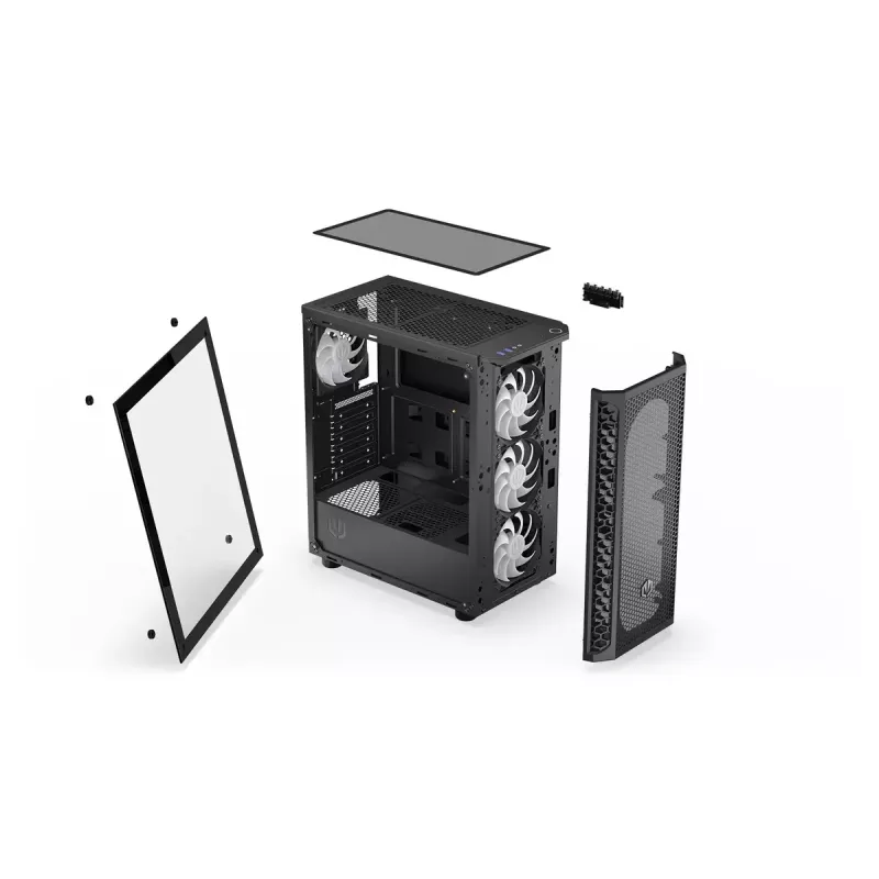 PC-Gehäuse ENDORFY Signum 300 ARGB Tower Schwarz — ATX, gehärtetes Glas, ARGB-Beleuchtung, unterstützt GPU 350 mm, CPU-Kühler-Höhe 161 mm