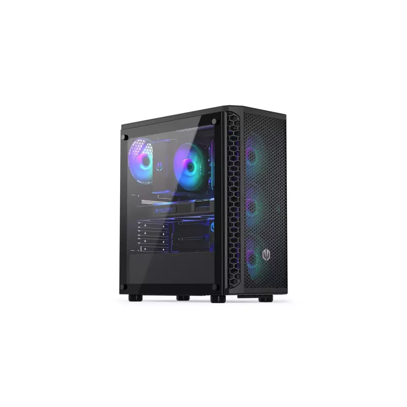 PC-Gehäuse ENDORFY Signum 300 ARGB Tower Schwarz — ATX, gehärtetes Glas, ARGB-Beleuchtung, unterstützt GPU 350 mm, CPU-Kühler-Höhe 161 mm