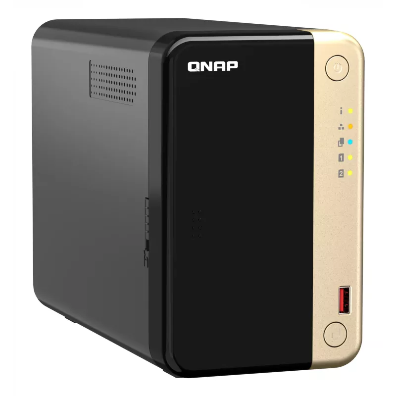 QNAP TS-264 NAS Tower Intel® Celeron® N5095 8 GB 0 TB QNAP QTS Schwarz, Gold