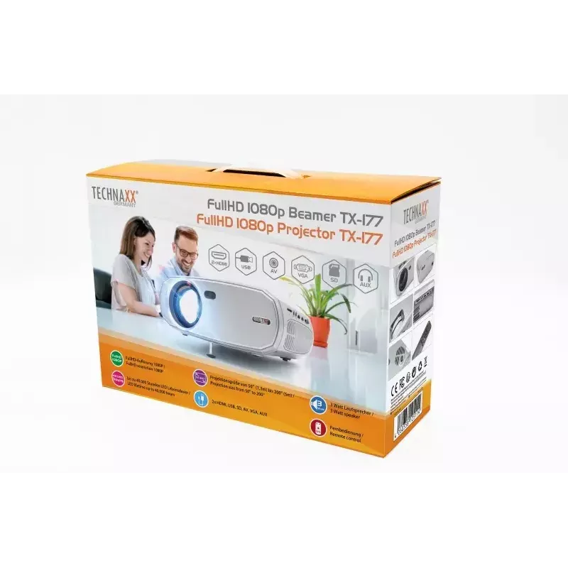 Projektor Technaxx TX-177 15000 ANSI Lumen LCD 1080p Weiß