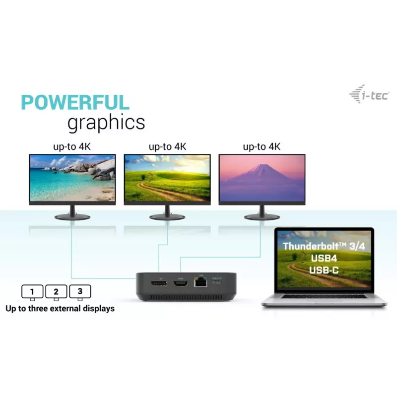 i-tec USB-C HDMI Dual DP Docking Station mit Power Delivery 100 W + Universal-Ladegerät 100 W