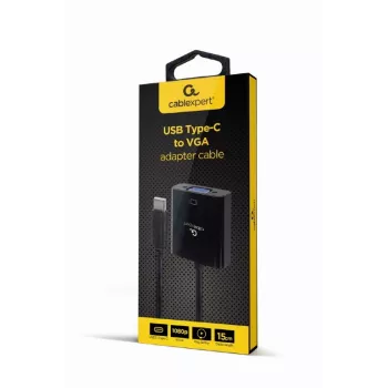 GEMBIRD USB Type-C auf VGA Display Adapter, 15 cm, Schwarz