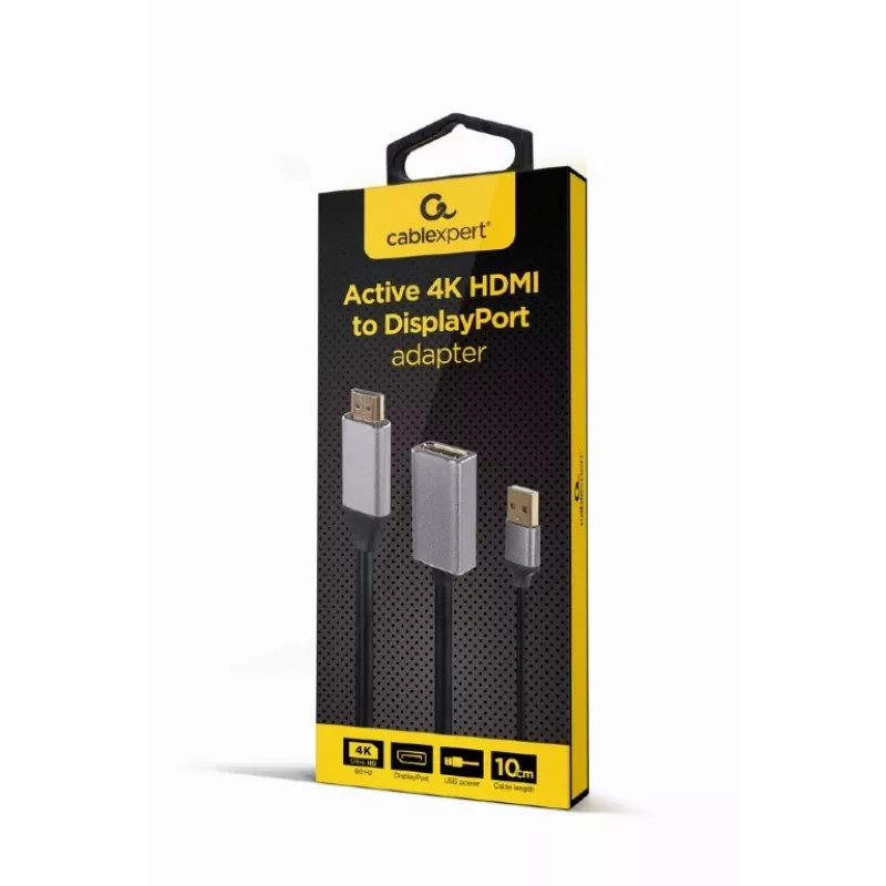 GEMBIRD Active 4K HDMI Stecker auf DisplayPort Buchse Adapter, Schwarz
