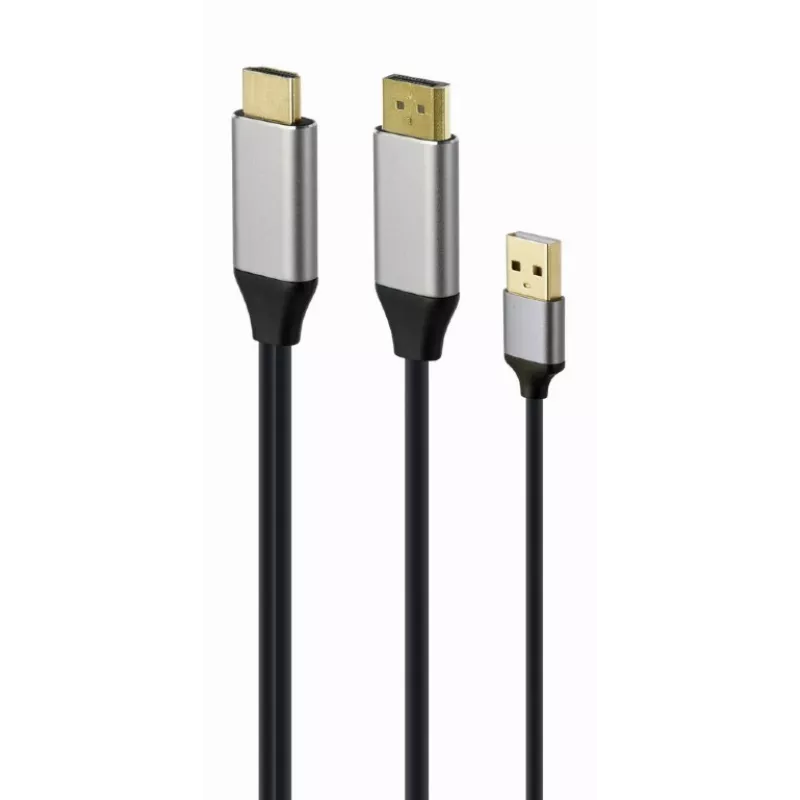 GEMBIRD Aktives 4K HDMI-Stecker auf DisplayPort-Stecker Adapterkabel, 2 m – Schwarz