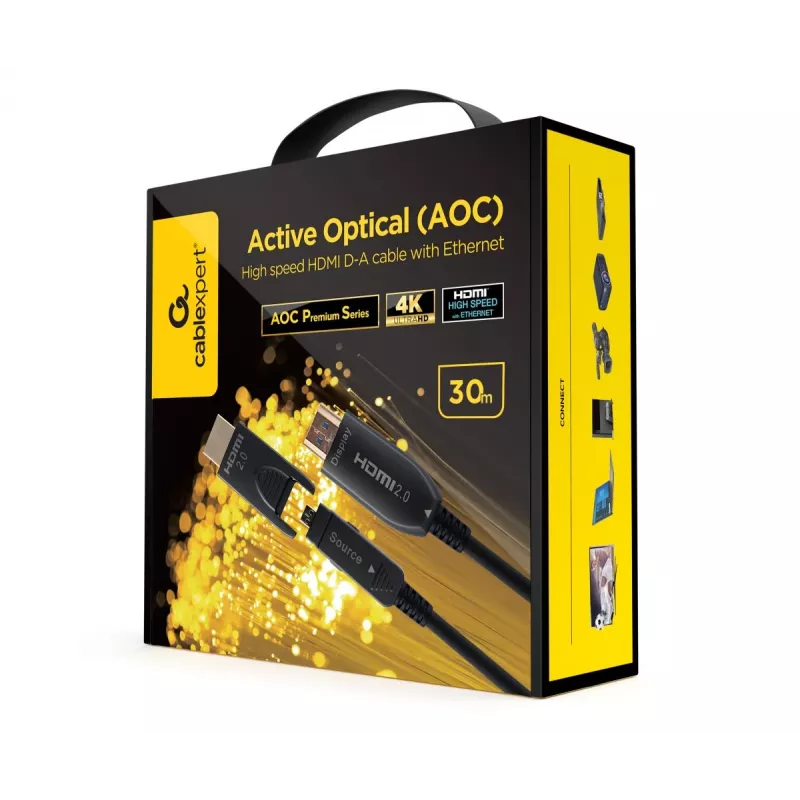 GEMBIRD AOC High-Speed-HDMI-D-A-Kabel mit Ethernet „AOC Premium Series“, 30 m