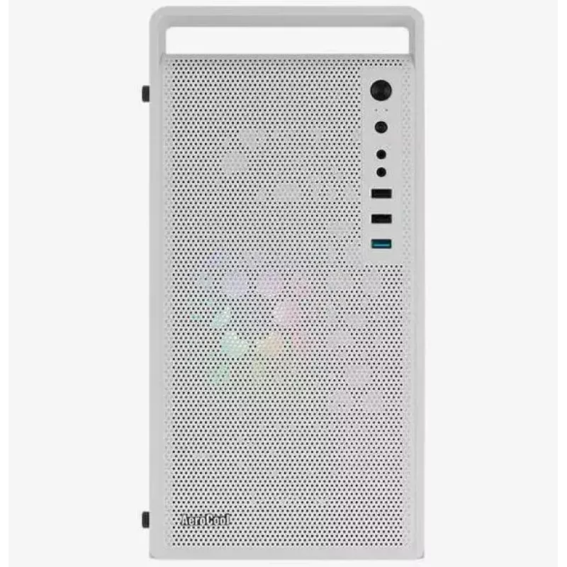 PC-Gehäuse AEROCOOL PGS CS-109-G-WT-v1 Mini Tower SPCC weiß — microATX, bis zu 26 cm GPU, FRGB, Mesh-Front