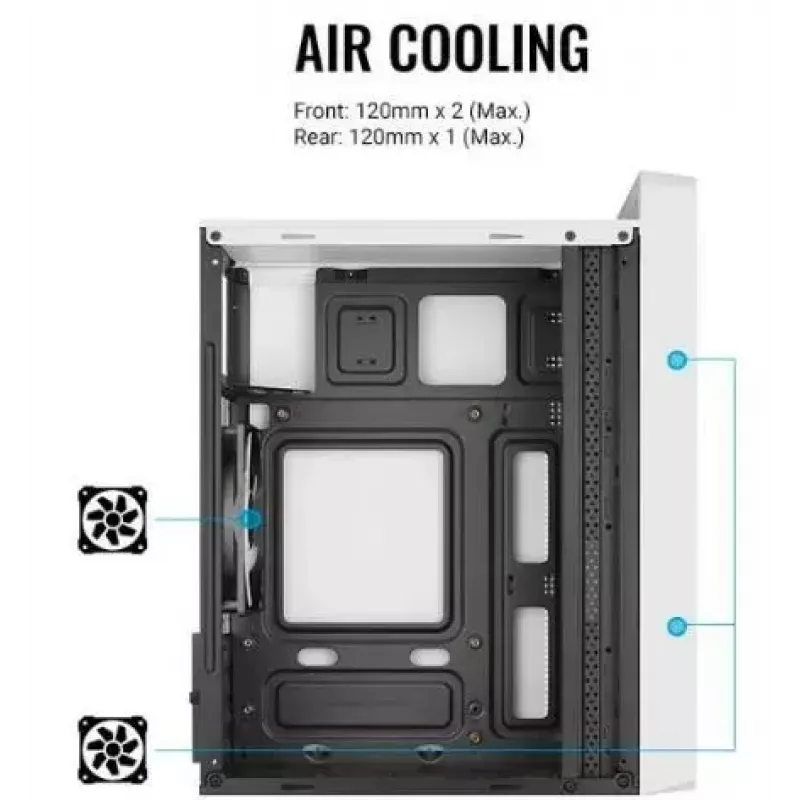 PC-Gehäuse AEROCOOL PGS CS-109-G-WT-v1 Mini Tower SPCC weiß — microATX, bis zu 26 cm GPU, FRGB, Mesh-Front