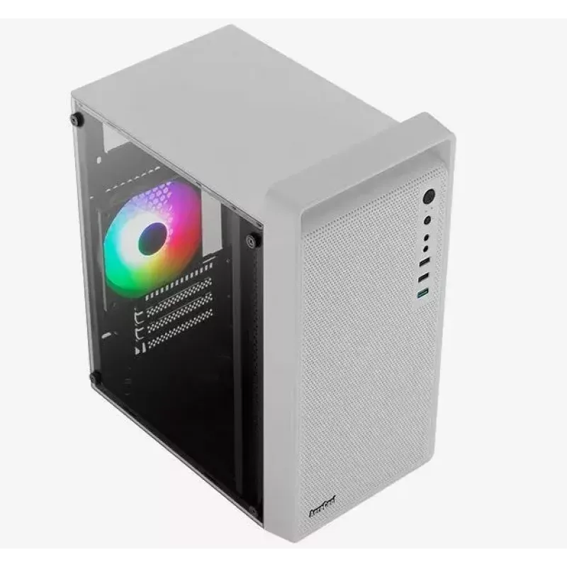 PC-Gehäuse AEROCOOL PGS CS-109-G-WT-v1 Mini Tower SPCC weiß — microATX, bis zu 26 cm GPU, FRGB, Mesh-Front