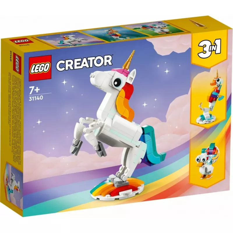 Konstruktionsspielzeug LEGO Creator 3in1 31140 Magisches Einhorn, 145 Teile, 130 mm Höhe, Alter 7+