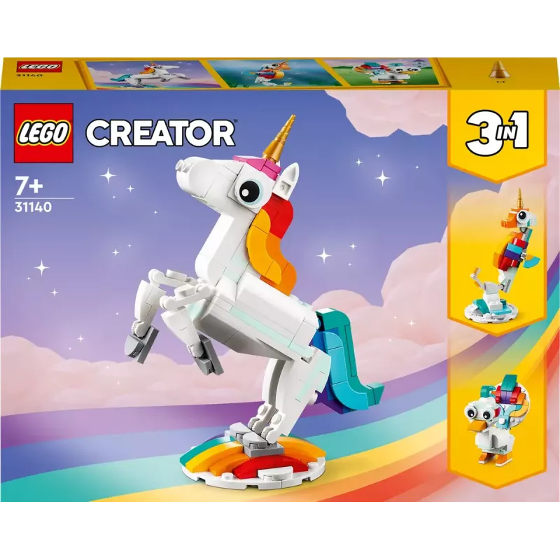 Konstruktionsspielzeug LEGO Creator 3in1 31140 Magisches Einhorn, 145 Teile, 130 mm Höhe, Alter 7+