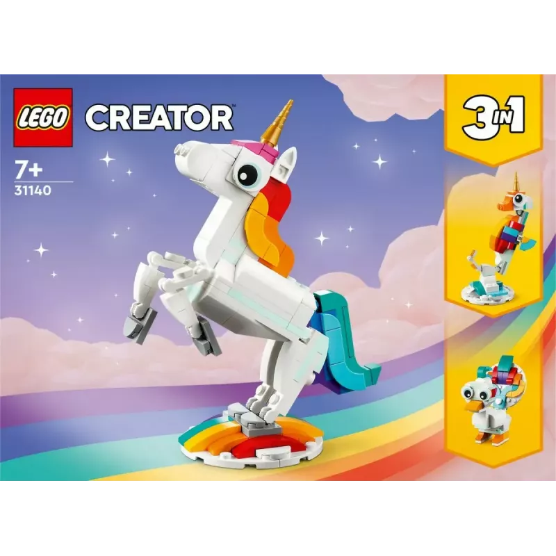 Konstruktionsspielzeug LEGO Creator 3in1 31140 Magisches Einhorn, 145 Teile, 130 mm Höhe, Alter 7+