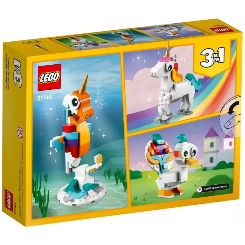 Konstruktionsspielzeug LEGO Creator 3in1 31140 Magisches Einhorn, 145 Teile, 130 mm Höhe, Alter 7+