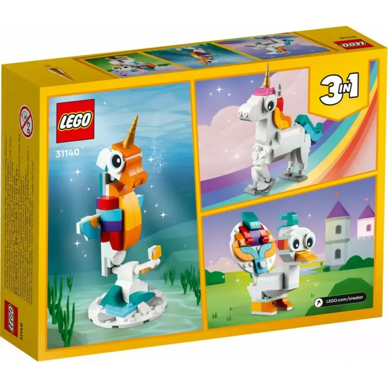 Konstruktionsspielzeug LEGO Creator 3in1 31140 Magisches Einhorn, 145 Teile, 130 mm Höhe, Alter 7+