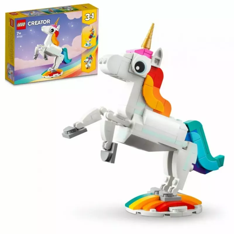Konstruktionsspielzeug LEGO Creator 3in1 31140 Magisches Einhorn, 145 Teile, 130 mm Höhe, Alter 7+