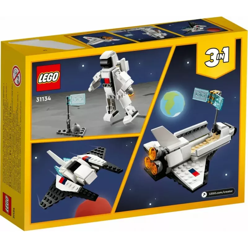 LEGO Creator 3-in-1 Space Shuttle Bauset 31134 — 144 Teile, für Kinder ab 6 Jahren, 160×120×60 mm