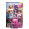 Barbie Dreamhouse Adventures Puppe und Zubehör, „Malibu“ Reiseset mit Welpe und über 10 Teilen, inklusive funktionierendem Koffer