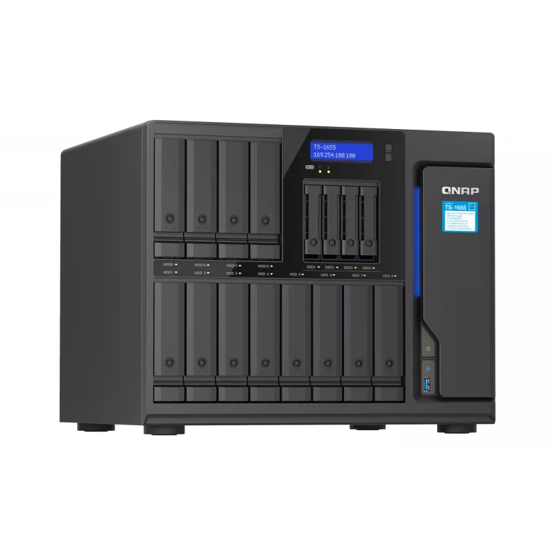 QNAP TS-1655 NAS Tower Intel Atom® C5125 8 GB DDR4 0 TB QNAP Turbo System Schwarz