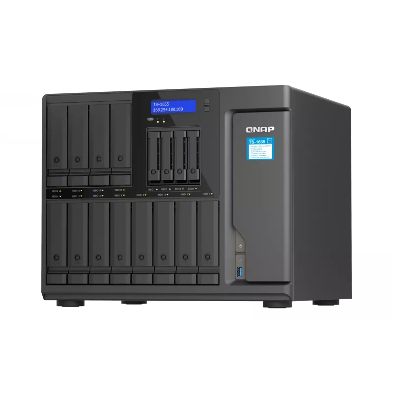 QNAP TS-1655 NAS Tower Intel Atom® C5125 8 GB DDR4 0 TB QNAP Turbo System Schwarz
