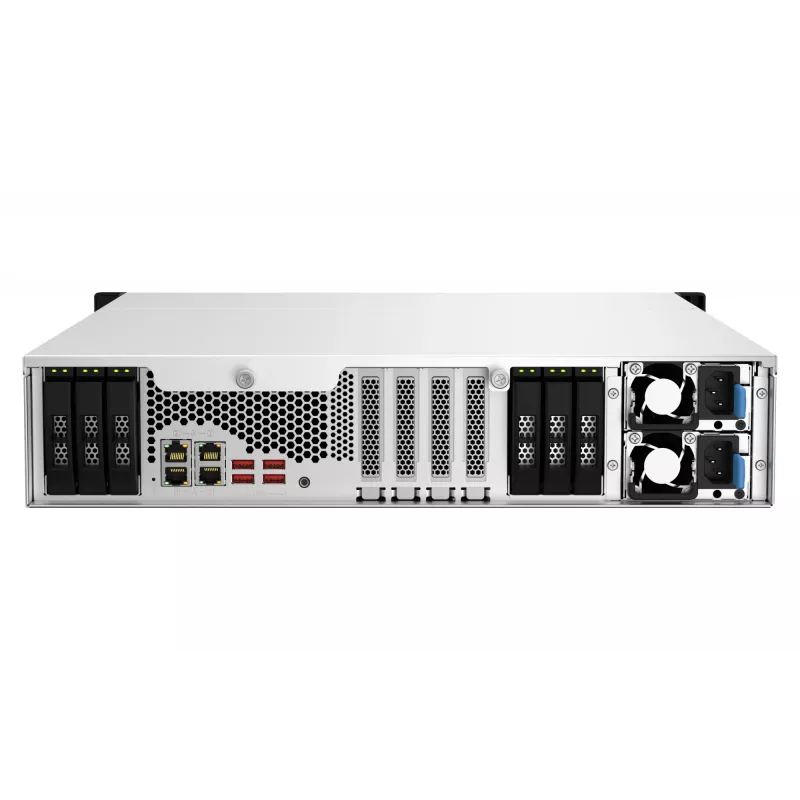 QNAP TS-h1887XU-RP NAS Rack (2U) Intel Xeon E E-2334 16 GB DDR4 0 TB QuTS hero Schwarz, Weiß