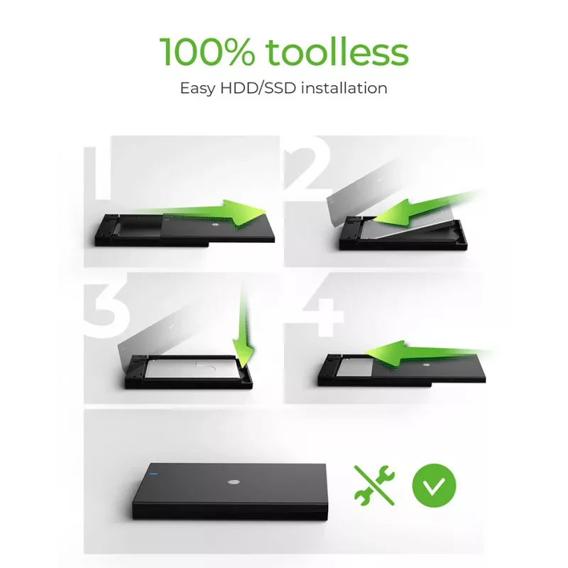ICY BOX IB-200T-C3 SSD-Gehäuse Schwarz 2,5 Zoll