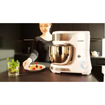 Standmixer BLAUPUNKT SMM501 — 5 l Edelstahlschüssel, 1000 W, kippbarer Kopf, Drehregler, weiß