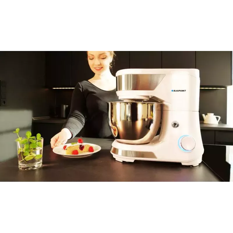 Standmixer BLAUPUNKT SMM501 — 5 l Edelstahlschüssel, 1000 W, kippbarer Kopf, Drehregler, weiß