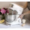 Standmixer BLAUPUNKT SMM501 — 5 l Edelstahlschüssel, 1000 W, kippbarer Kopf, Drehregler, weiß