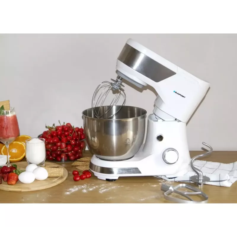 Standmixer BLAUPUNKT SMM501 — 5 l Edelstahlschüssel, 1000 W, kippbarer Kopf, Drehregler, weiß