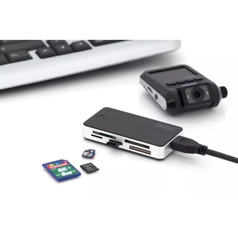 DIGITUS USB 3.0 Kartenleser, unterstützt MS/SD/SDHC/MiniSD/M2/CF/MD/SDXC-Karten, 1M USB-A-Anschlusskabel