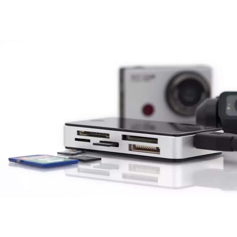 DIGITUS USB 3.0 Kartenleser, unterstützt MS/SD/SDHC/MiniSD/M2/CF/MD/SDXC-Karten, 1M USB-A-Anschlusskabel