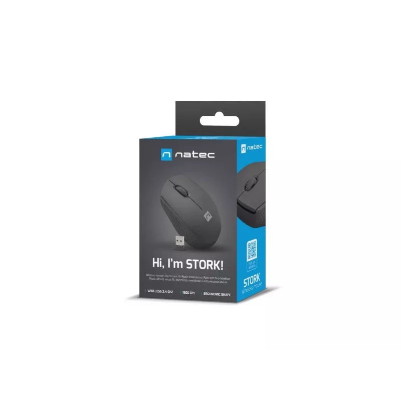 Kabellose optische Maus NATEC NMY-2000, RF 2,4 GHz, 1600 DPI, 3 Tasten, AA-Batterie