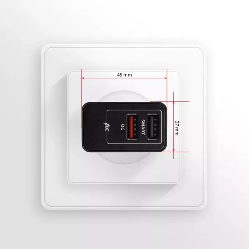Axagon ACU-QS24 QUICK and SMART Wandladegerät, 2x USB-Anschluss QC3.0/AFC/FCP + 5V-1,2A, 24W