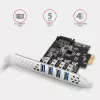 Axagon PCEU-43RS PCIe-Karte - 4x USB 5 Gbps Port, duale Stromversorgung, Renesas PD720201, SP & LP