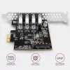 Axagon PCEU-43RS PCIe-Karte - 4x USB 5 Gbps Port, duale Stromversorgung, Renesas PD720201, SP & LP