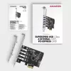 Axagon PCEU-43RS PCIe-Karte - 4x USB 5 Gbps Port, duale Stromversorgung, Renesas PD720201, SP & LP