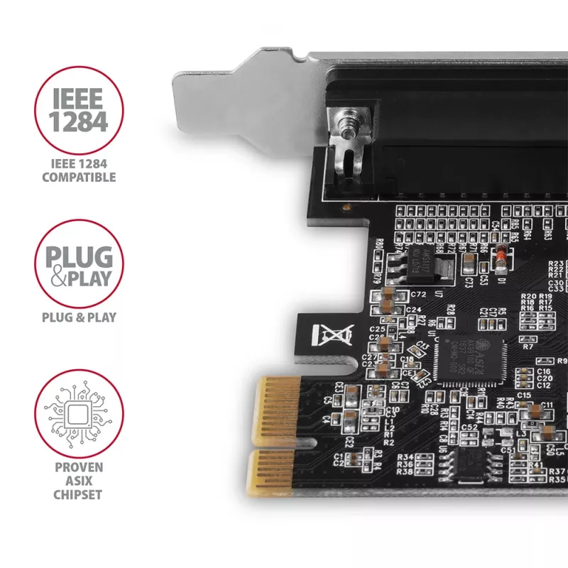 Axagon PCEA-P1N PCIe - 1x Parallelport-Adapter mit SP & LP, PCIe, Parallel, Female, Full-height / Low-profile, PCIe 2.0, China