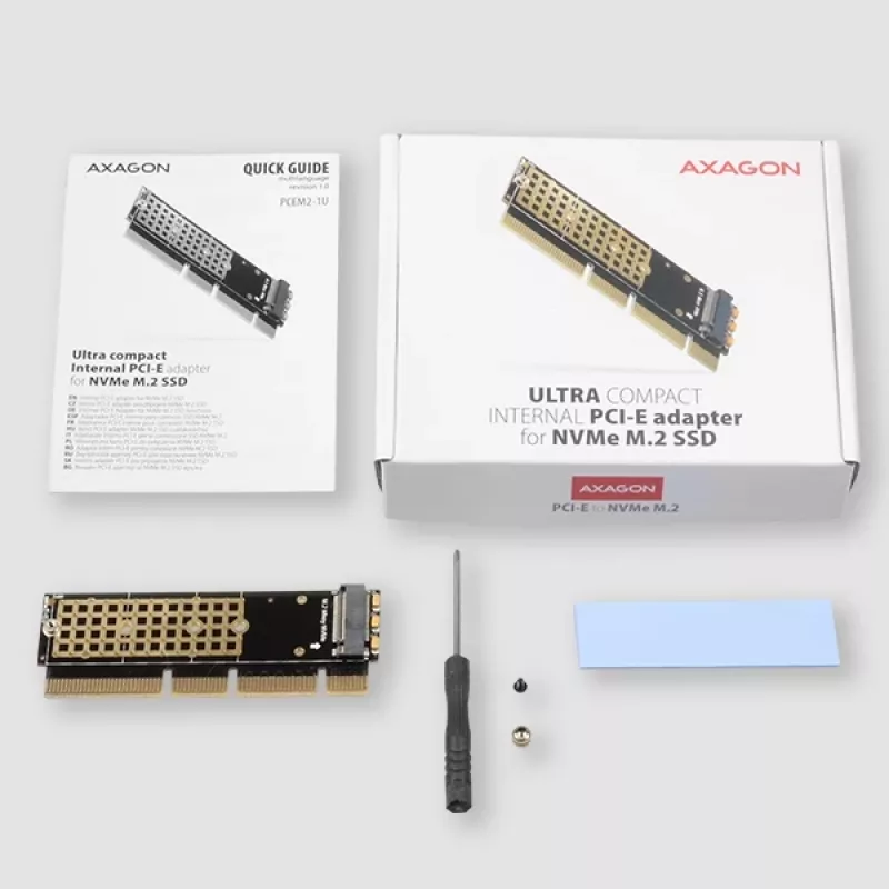 Axagon PCEM2-1U PCIe x16/x8/x4 - M.2 NVMe M-Key-Slot-Adapter 1U