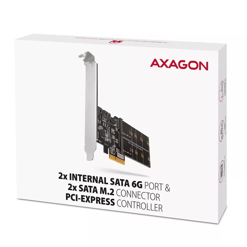 Axagon PCES-SA4M2 PCIe Controller 2x interner SATA 6G Port + M.2 B-Key Schnittstellenkarten/Adapter M.2, SATA