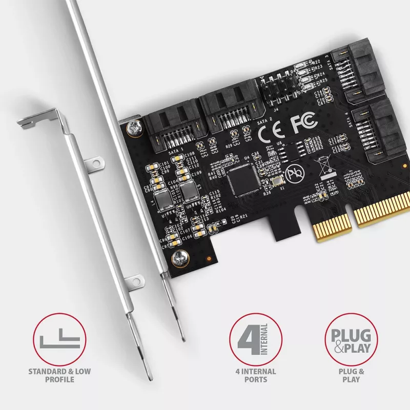 Axagon PCES-SA4X4 PCIe-Controller - 4x interner SATA 6G Port, ASM1164, SP & LP