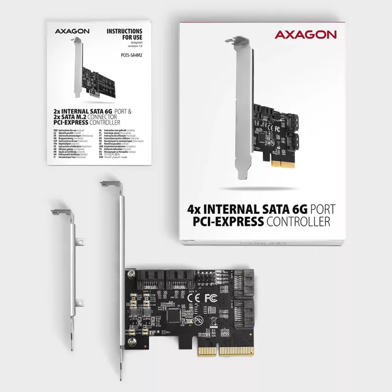 Axagon PCES-SA4X4 PCIe-Controller - 4x interner SATA 6G Port, ASM1164, SP & LP