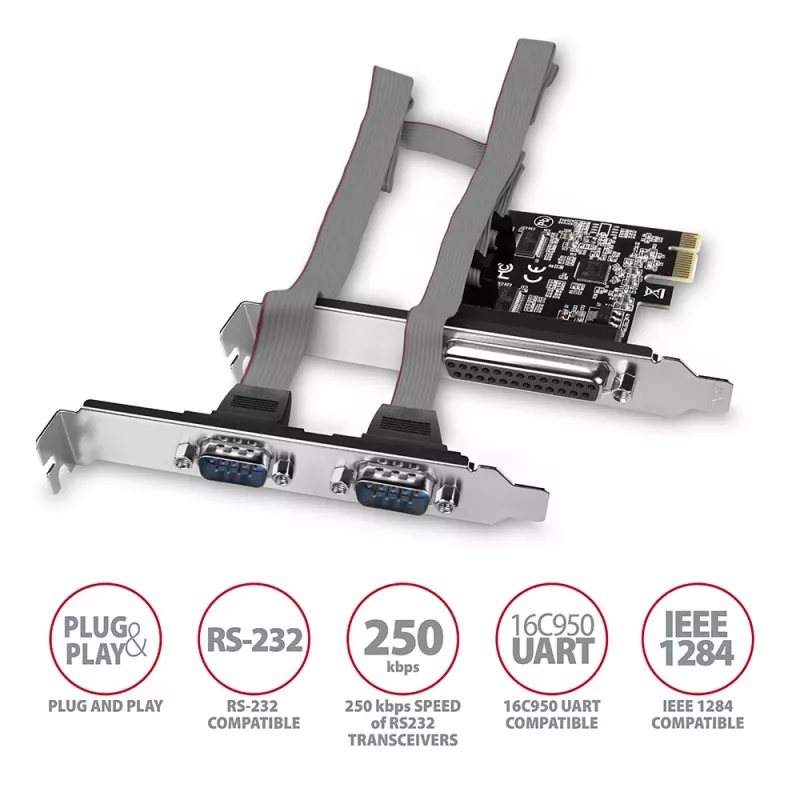 Axagon PCEA-PSN PCIe - 1x paralel & 2x serial port 250 kbps adapter w. SP & LP