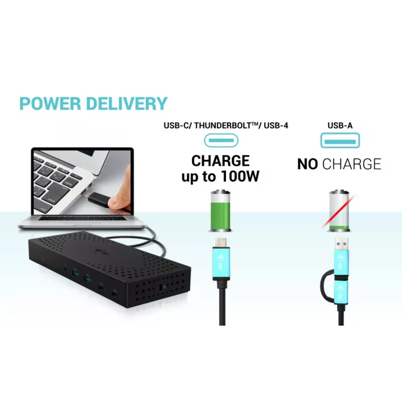i-tec USB 3.0 / USB-C / Thunderbolt, 3x 4K Docking Station Gen 2 + Power Delivery 100W